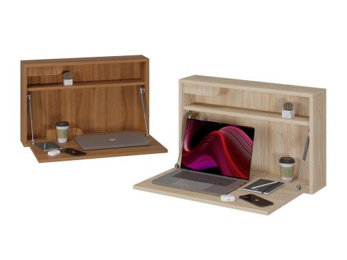 عکس میز تحریر تاشو ساده دیواری مستطیلی قفسه دار MT248