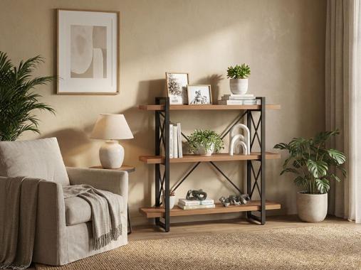 عکس کتابخانه فلزی چوبی مدرن DF213