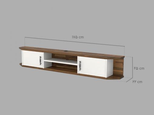 عکس میز تلویزیون دیواری ام دی اف سفید قهوه ای TFW335