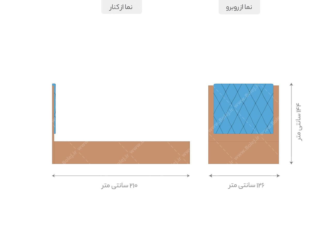 عکس تخت خواب تک نفره کلاسیک تاج دار BS964