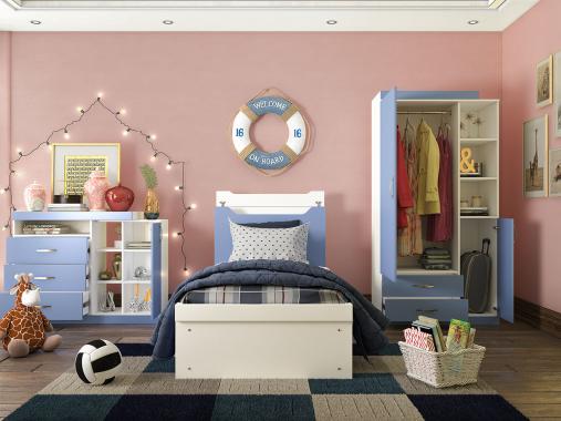 عکس کمد لباس نوجوان پسرانه آبی سفید DL282