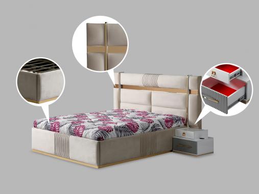 عکس سرویس خواب عروس لوکس سفید طوسی صحرا