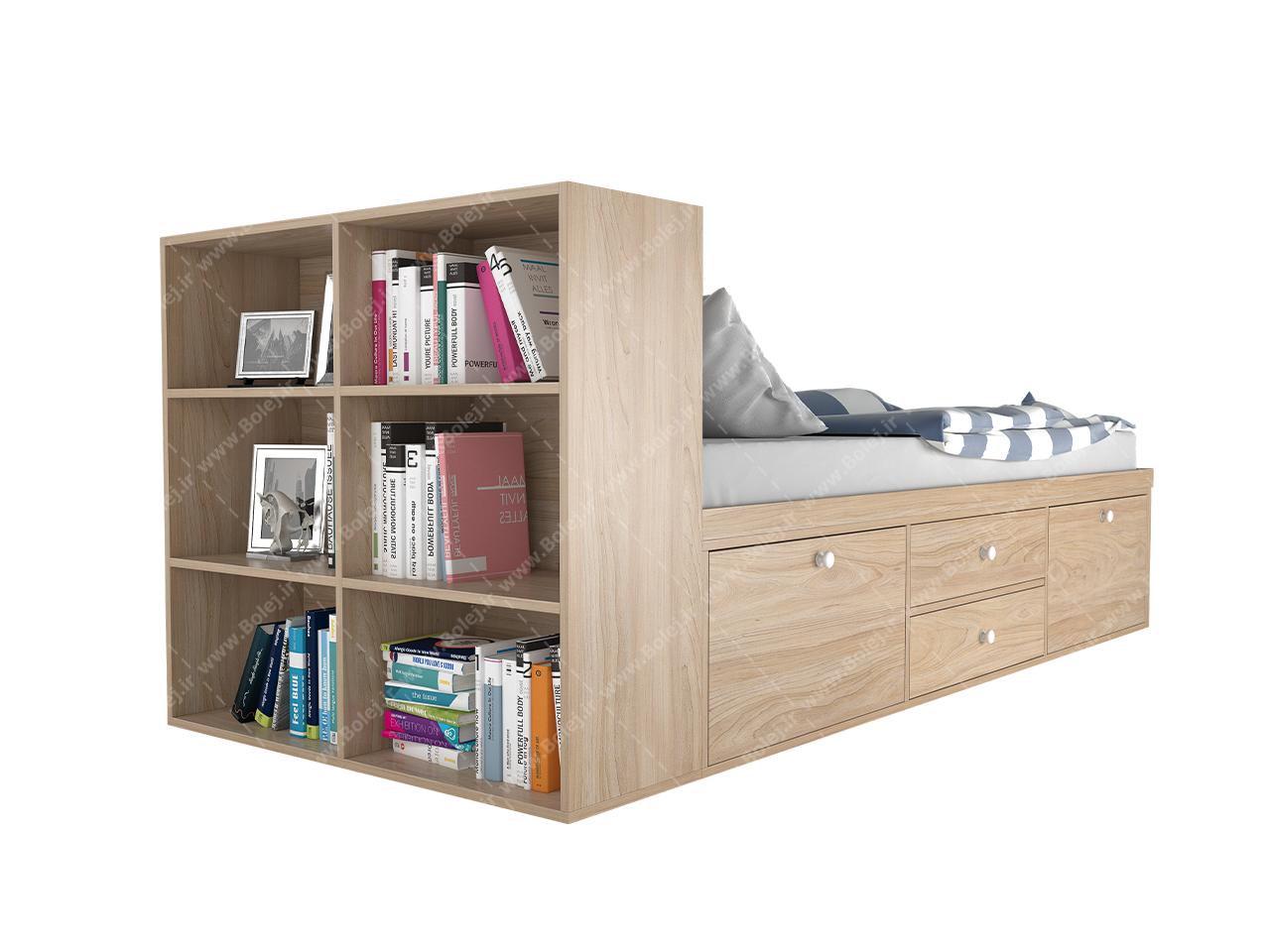 عکس تخت یک نفره کتابخانه دار BS 916