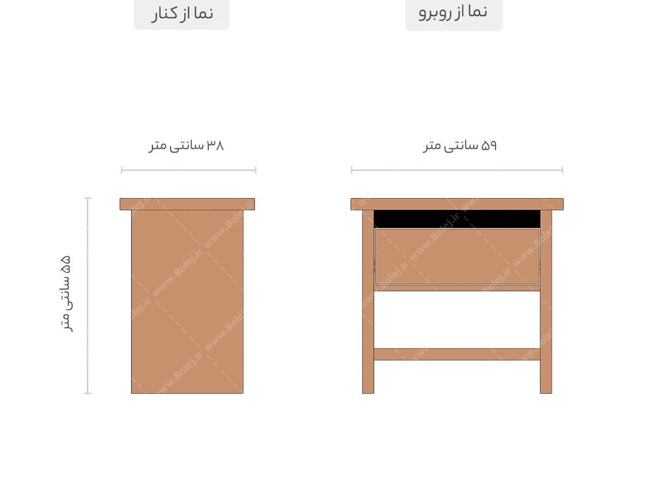 عکس پاتختی کشودار سفید ساده PA302