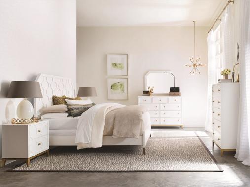 عکس سرویس تخت خواب چوبی دو نفره سفید ترمه