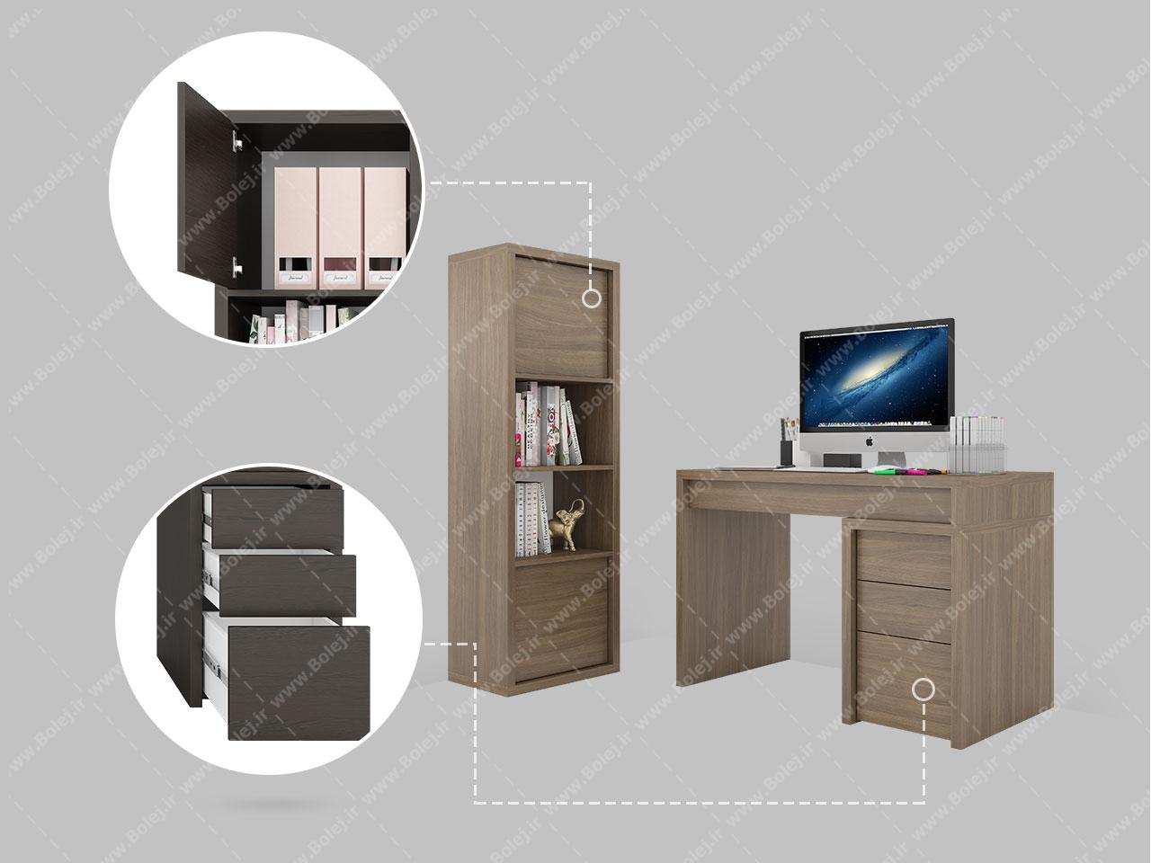 میز کامپیوتر و کتابخانه مدل MC 28