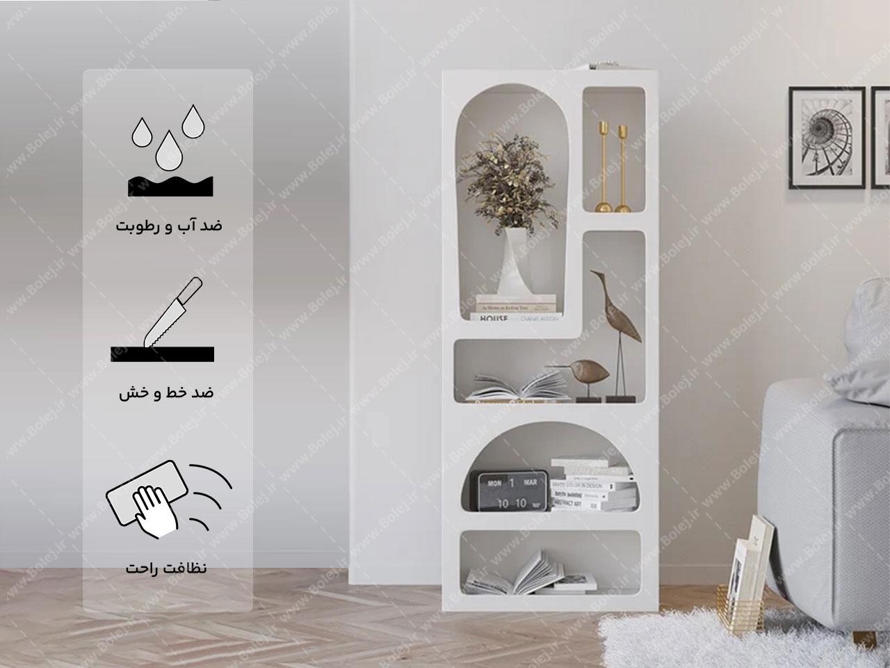 عکس کتابخانه فانتزی مینیمال سفید B115