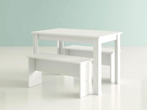 عکس میز ناهارخوری ام دی اف سفید نیمکتی TDM215