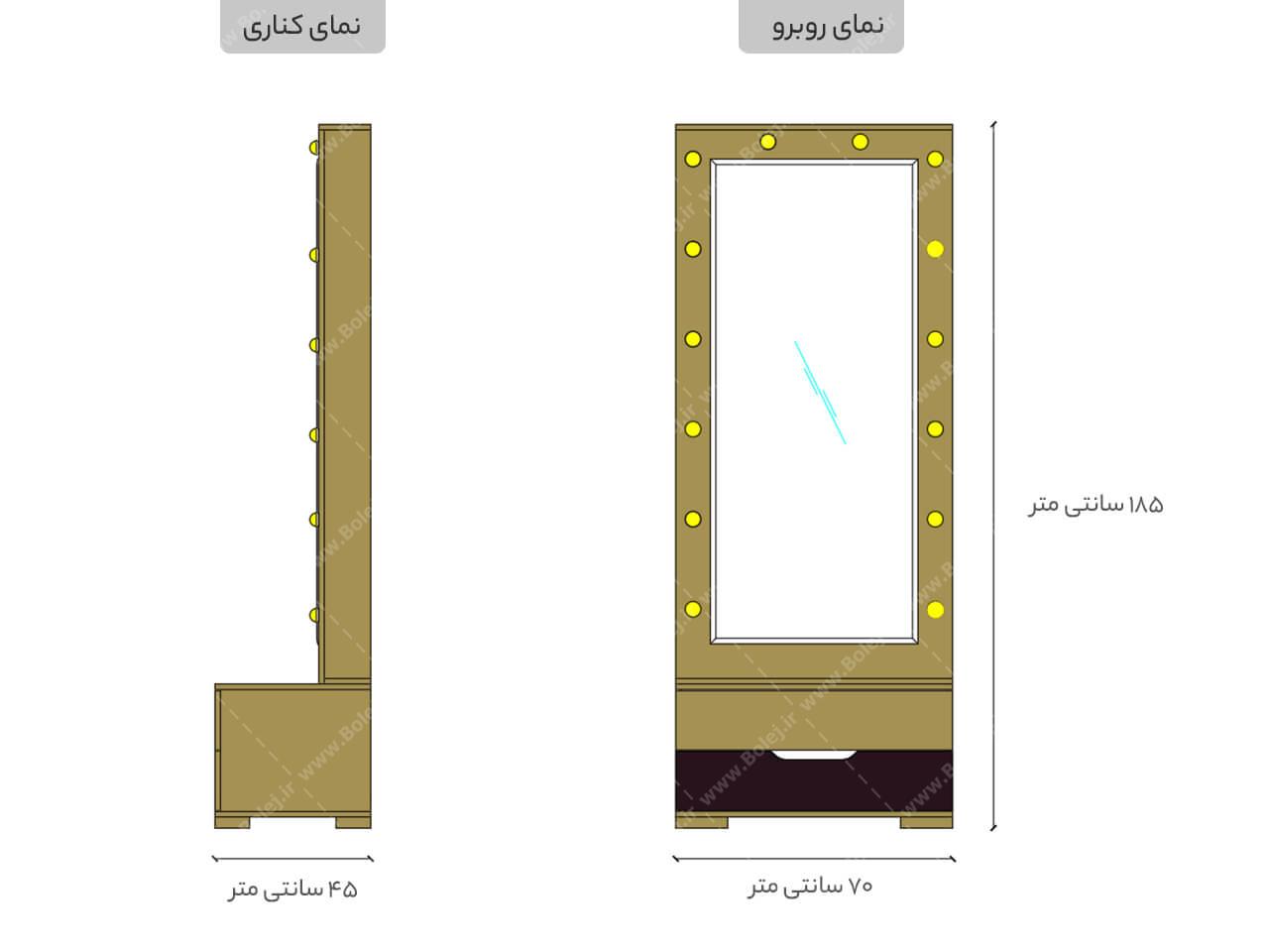 عکس آینه قدی چراغ دار SM609