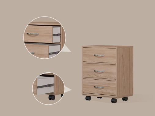 عکس فایل کشویی چرخدار سه طبقه FD812