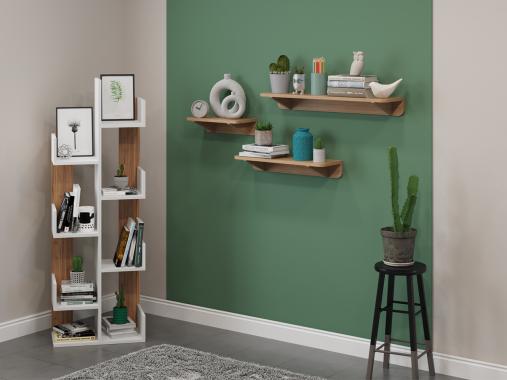 عکس شلف دیواری سه تایی ام دی اف ساده D315