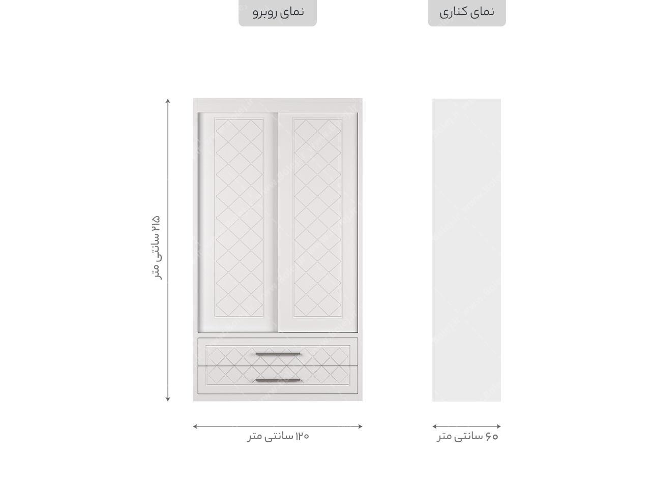 عکس کمد ریلی ممبران 2 درب سفید ست K3