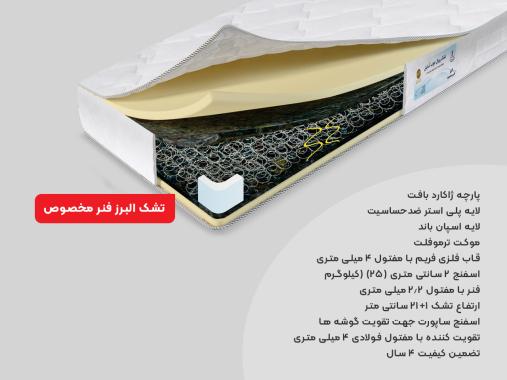 تشک رویال آسایش مدل البرز فنری دو نفره سایز 180 × 200