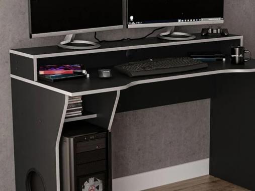عکس میز کامپیوتر گیمینگ مدرن حرفه ای مشکی سفید MC65