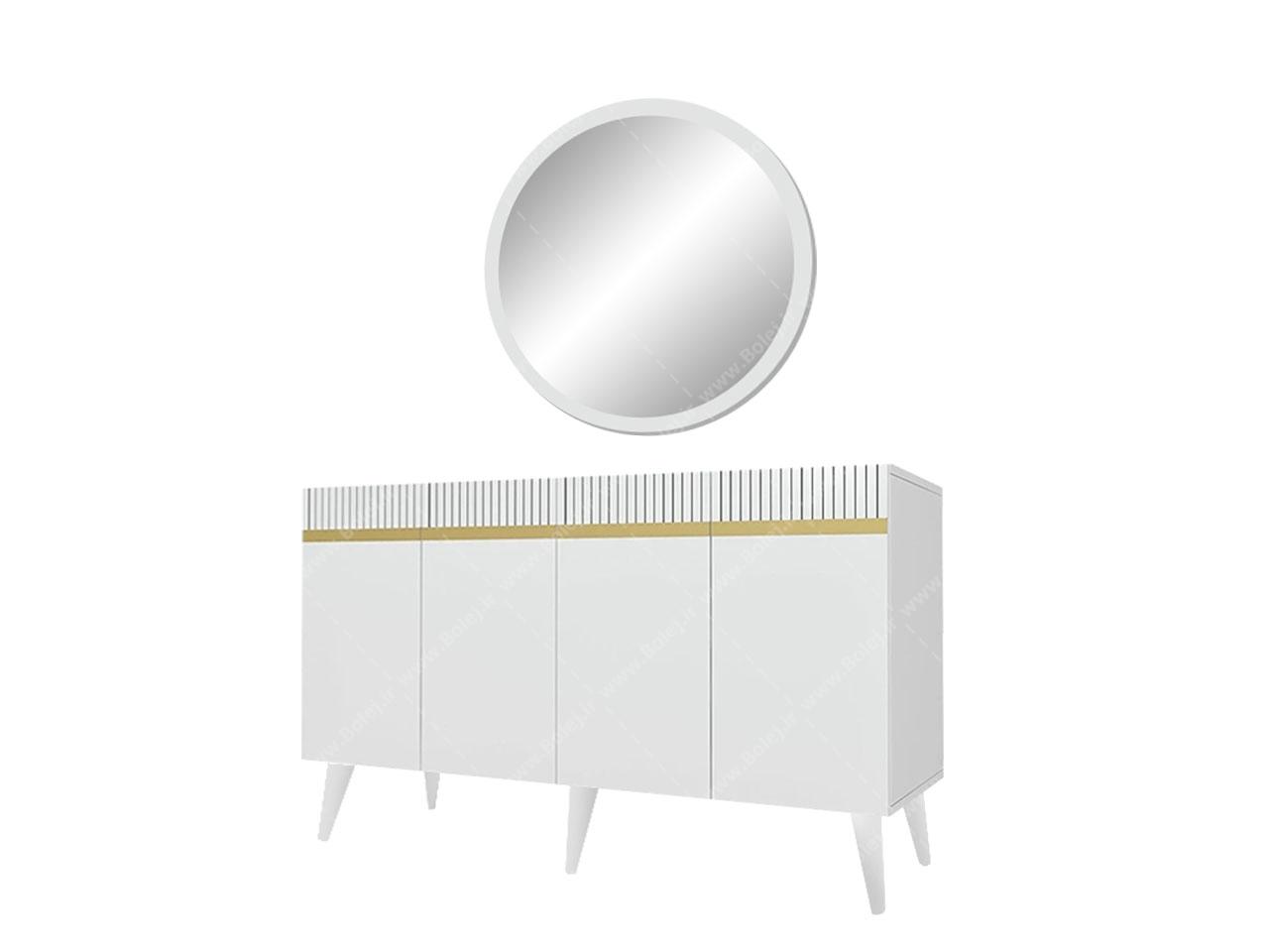 عکس آینه کنسول مدرن سفید طلایی CN421