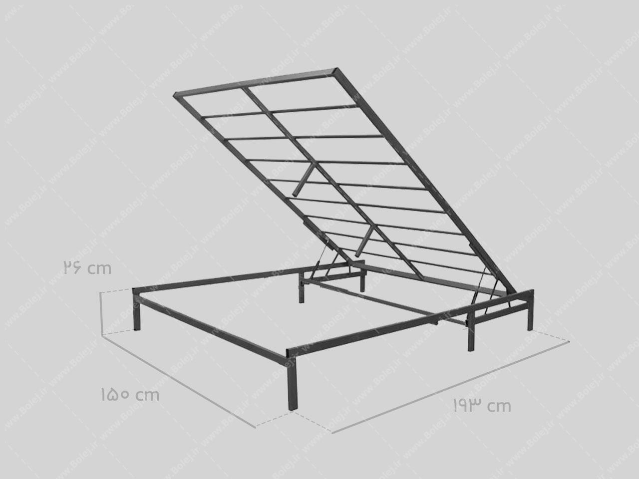 عکس کفی تخت فلزی جک دار دونفره FL219