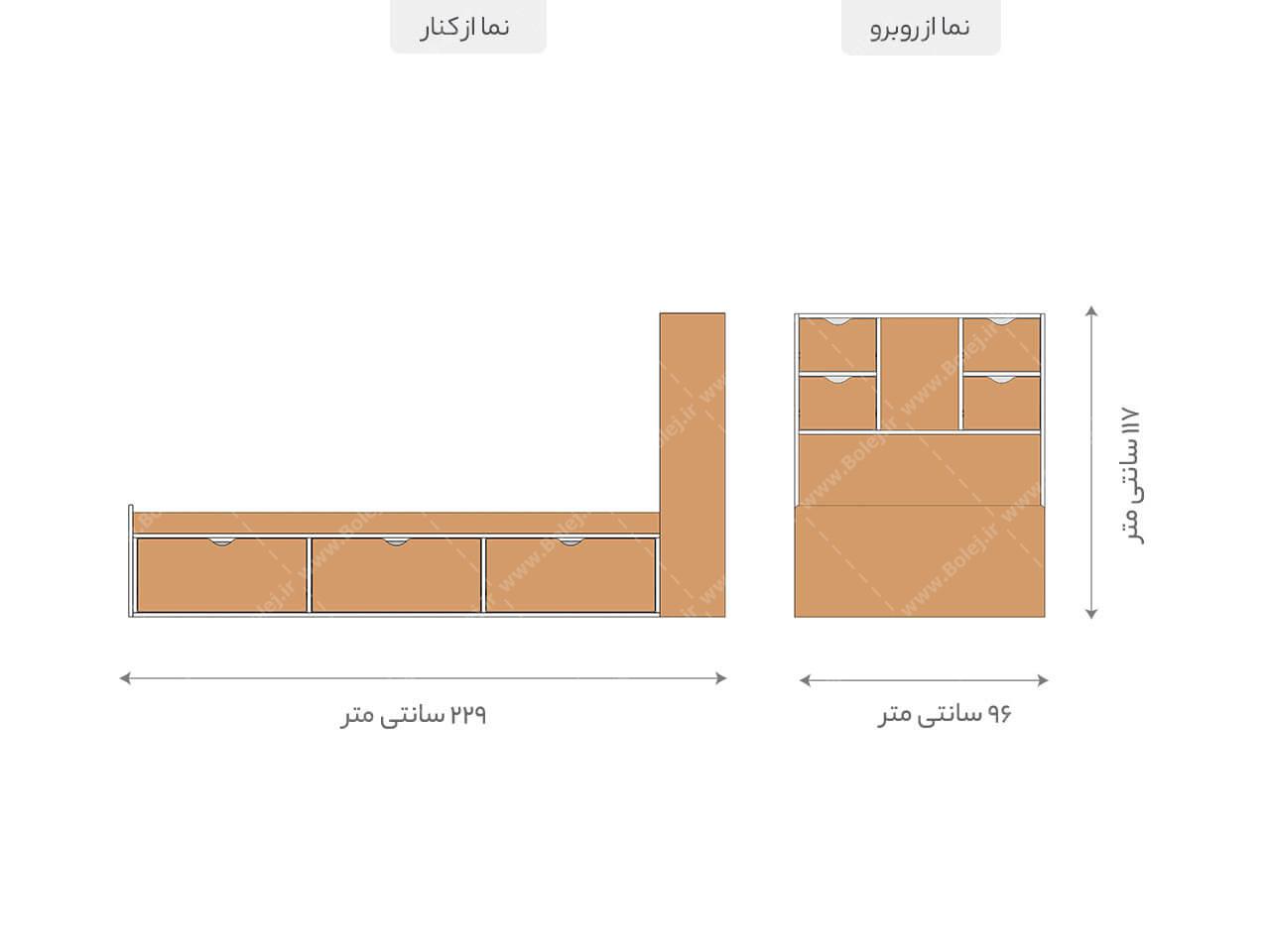 عکس تخت خواب یک نفره اسپرت با کشو و جادار BS946