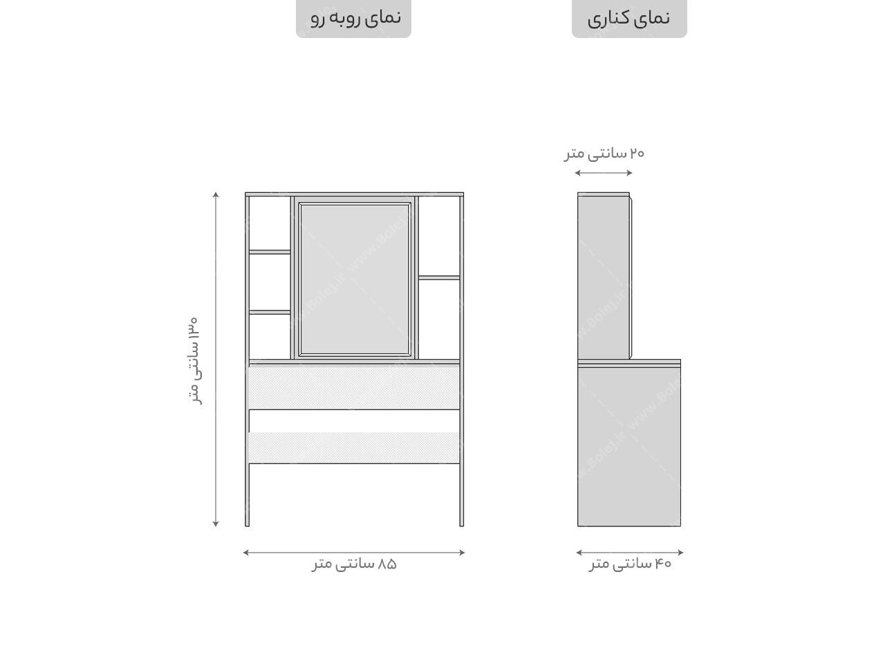 عکس میز آرایش ساده ام دی اف تک کشو با آینه ریلی TM 130