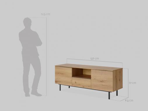 میز تلویزیون طرح چوب پایه فلزی 65 اینچ TF 154