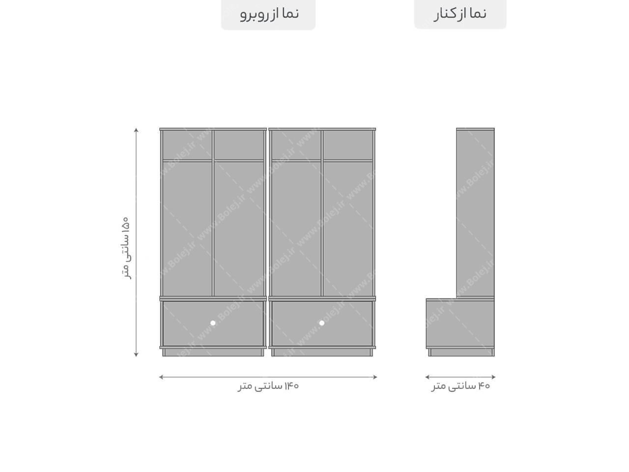 عکس جالباسی ایستاده ام دی اف دو تکه BL426