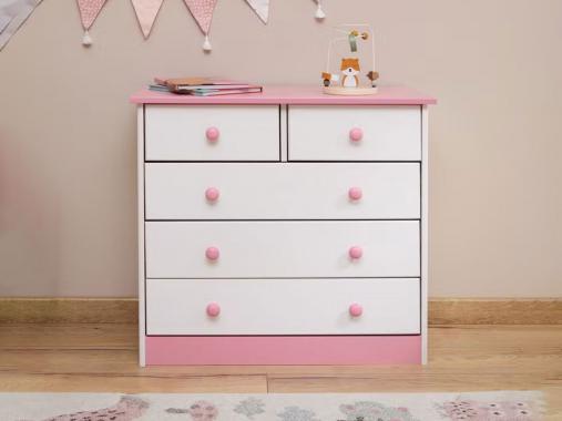 عکس دراور کودک دخترانه پنج کشو سفید صورتی DR270