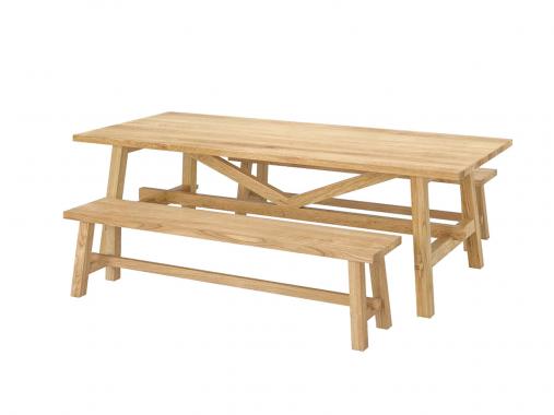 عکس میز ناهارخوری چوبی نیمکتی روستیک TDM211