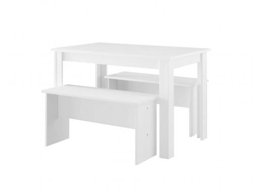 عکس میز ناهارخوری ام دی اف سفید نیمکتی TDM215