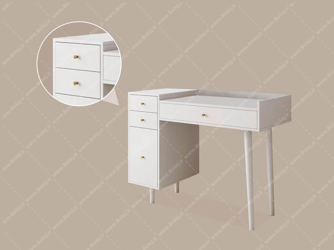 عکس میز تحریر دخترانه ساده پایه چوبی سفید M220