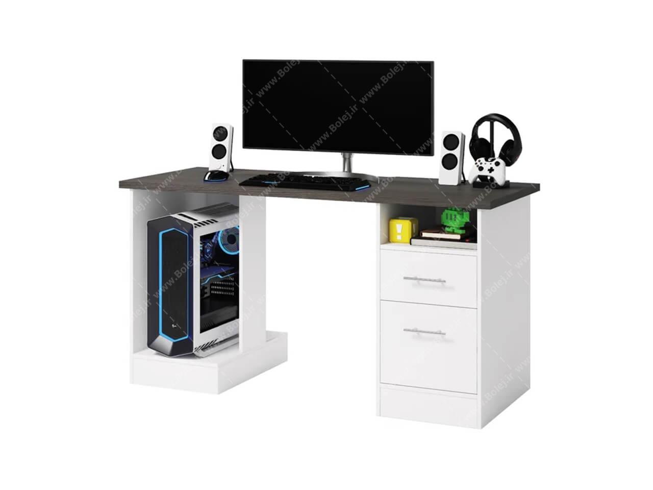 عکس میز کامپیوتر ساده حرفه ای دو کشو MC61