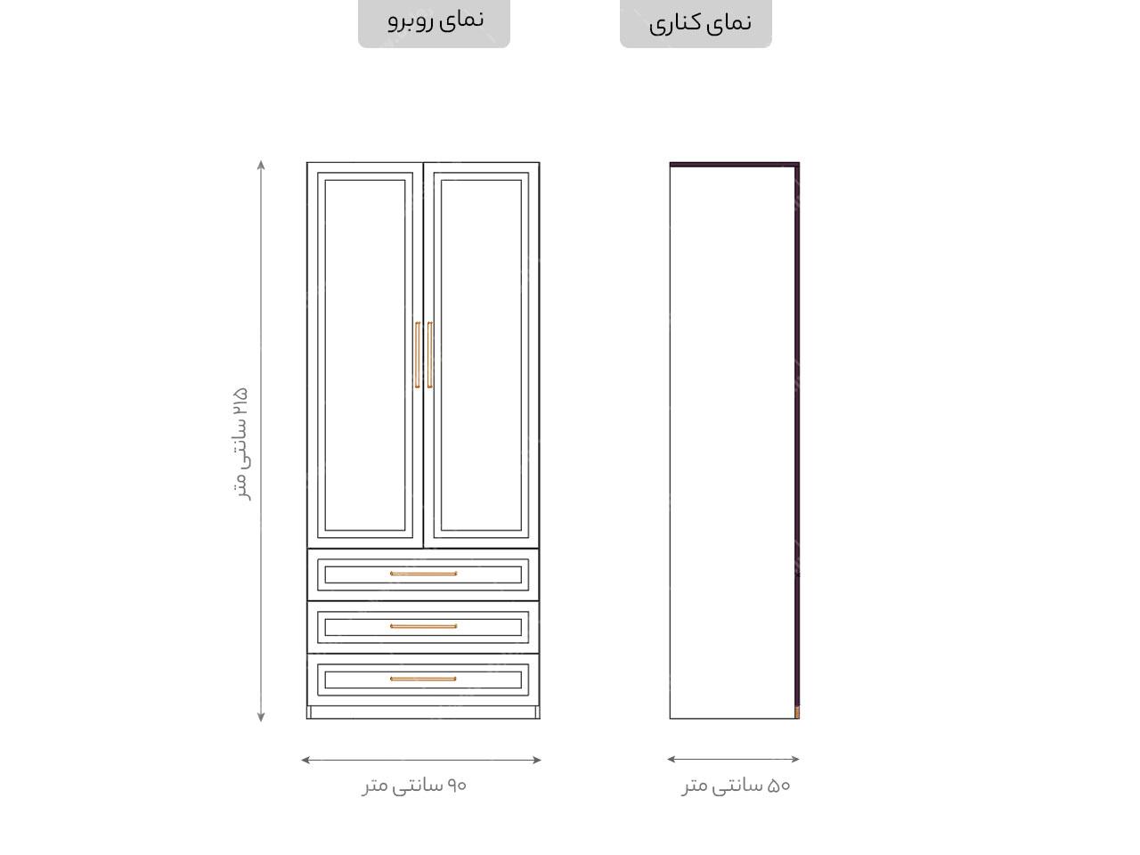 عکس کمد دو درب سه کشو وکیوم DLM 108