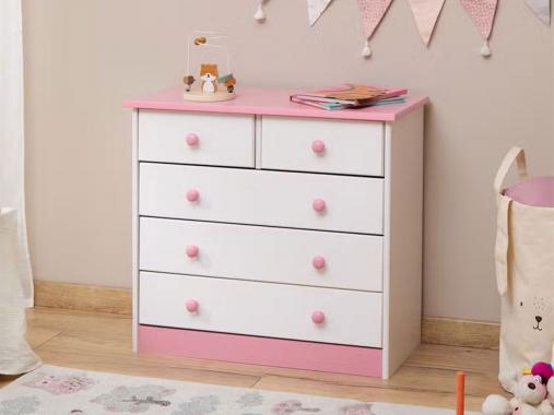 عکس دراور کودک دخترانه پنج کشو سفید صورتی DR270