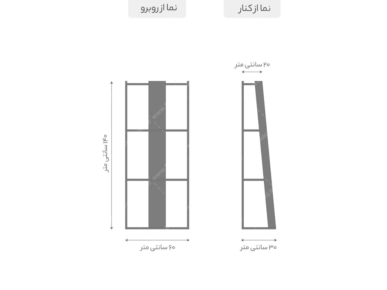 عکس کتابخانه نردبانی ام دی اف سه تکه ساده B72