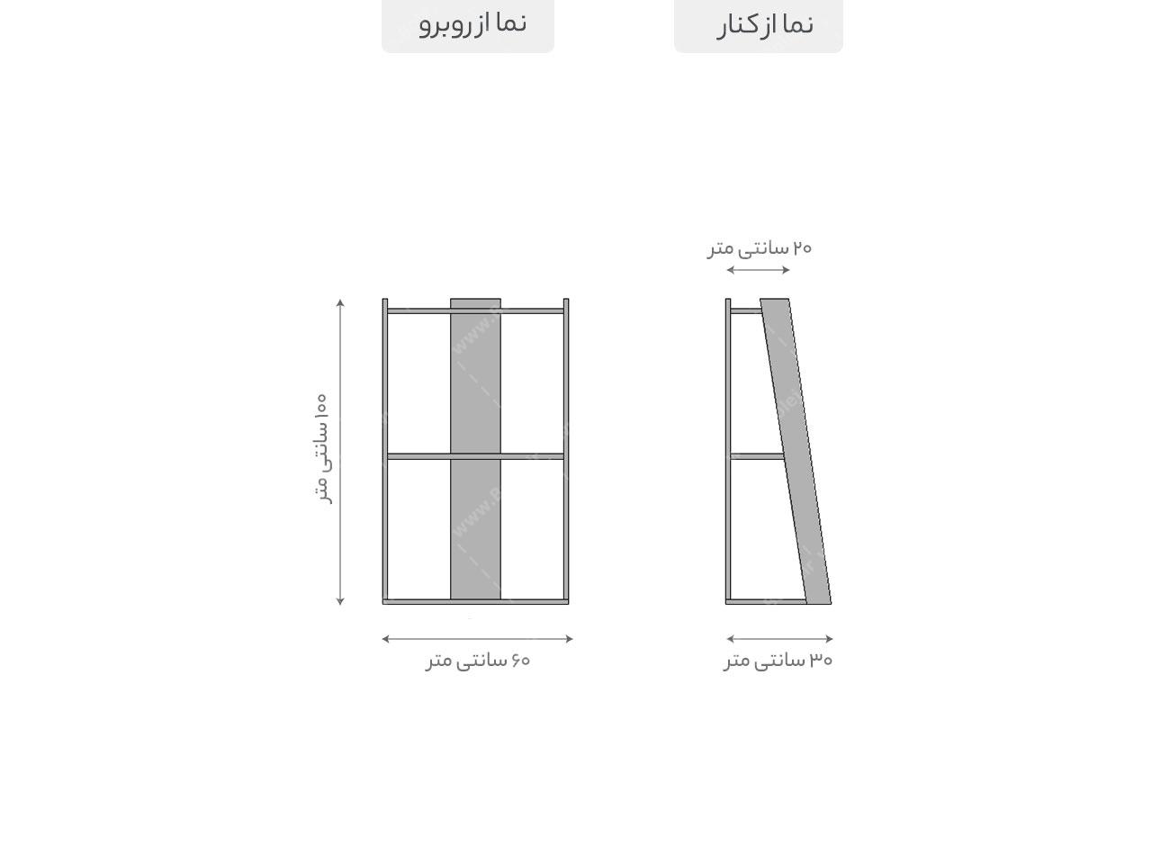 عکس کتابخانه نردبانی ام دی اف سه تکه ساده B72