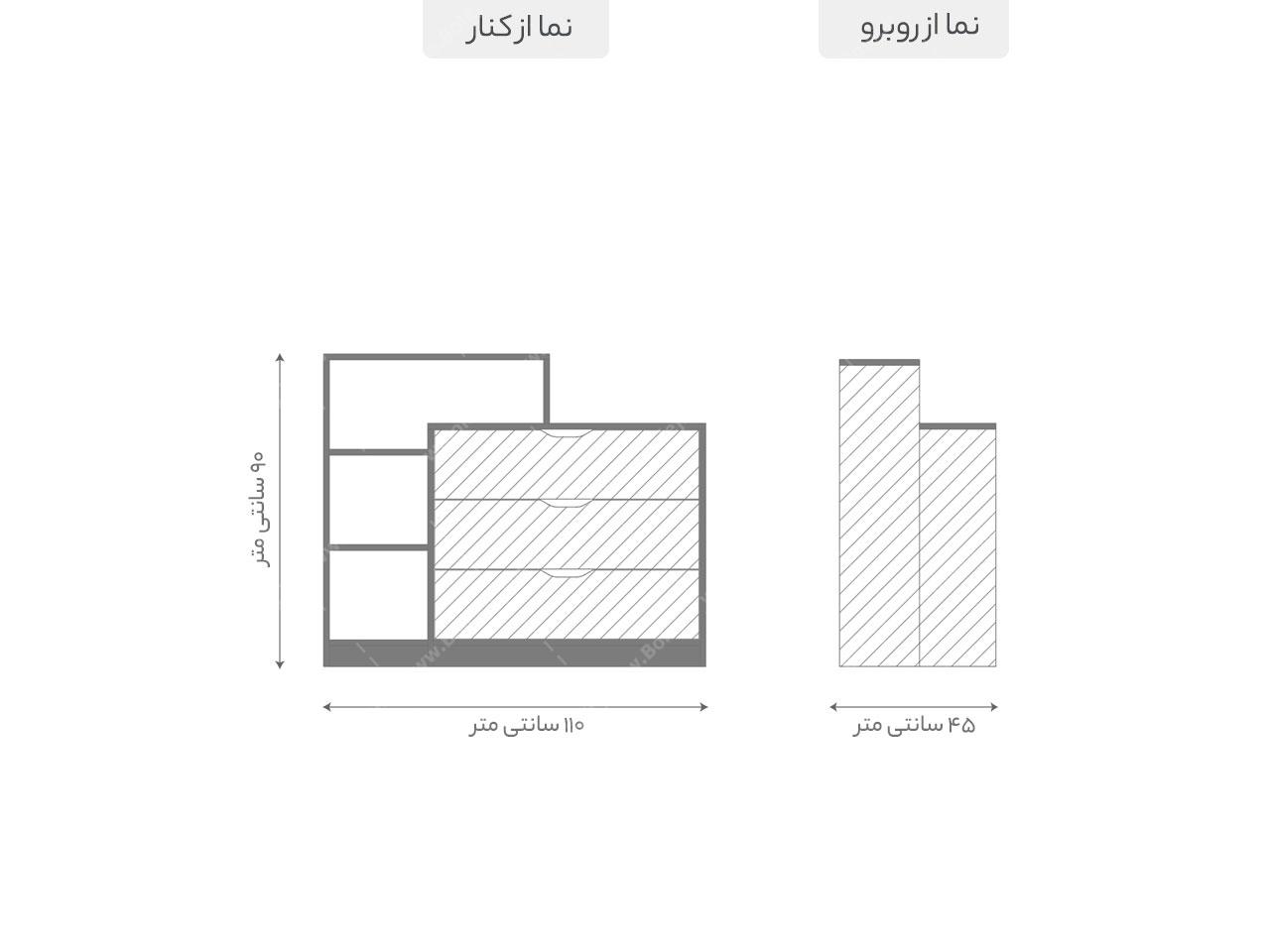 دراور مدرن بدون دستگیره  کامیار