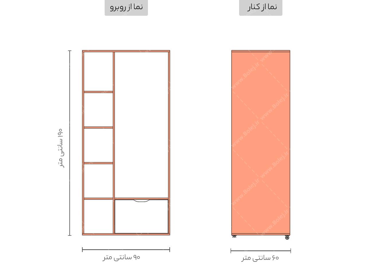 عکس کمد کپسولی متحرک چرخدار بدون درب DE63