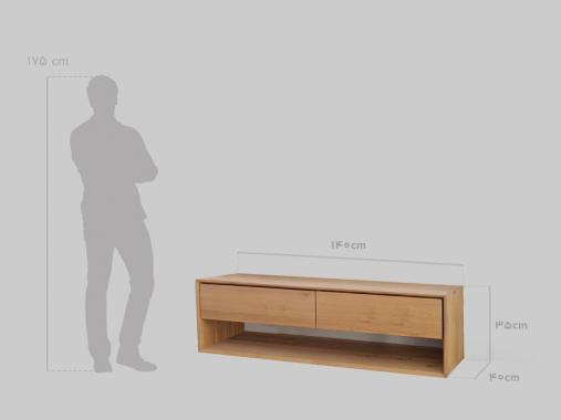ابعاد استاندارد میز تلویزیون چوبی ساده 2 کشو رایان