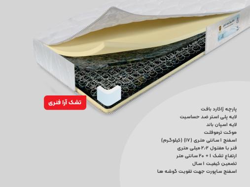 عکس تشک دونفره فنری ارتفاع 20 رویال آسایش مدل آرا