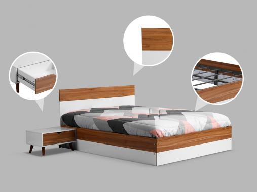 عکس جدید سرویس خواب دونفره ام دی اف سفید قهوه ای آیدا