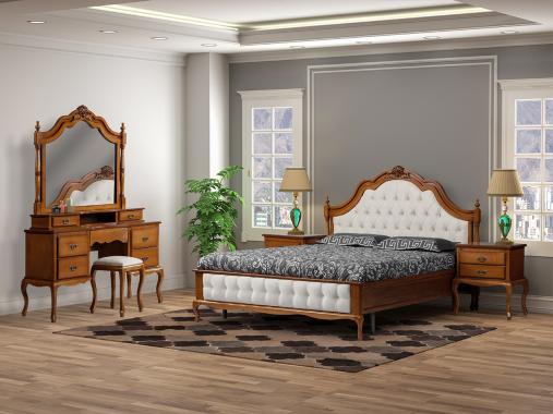 عکس سرویس خواب سلطنتی چوبی فرانسوی مدل آذر