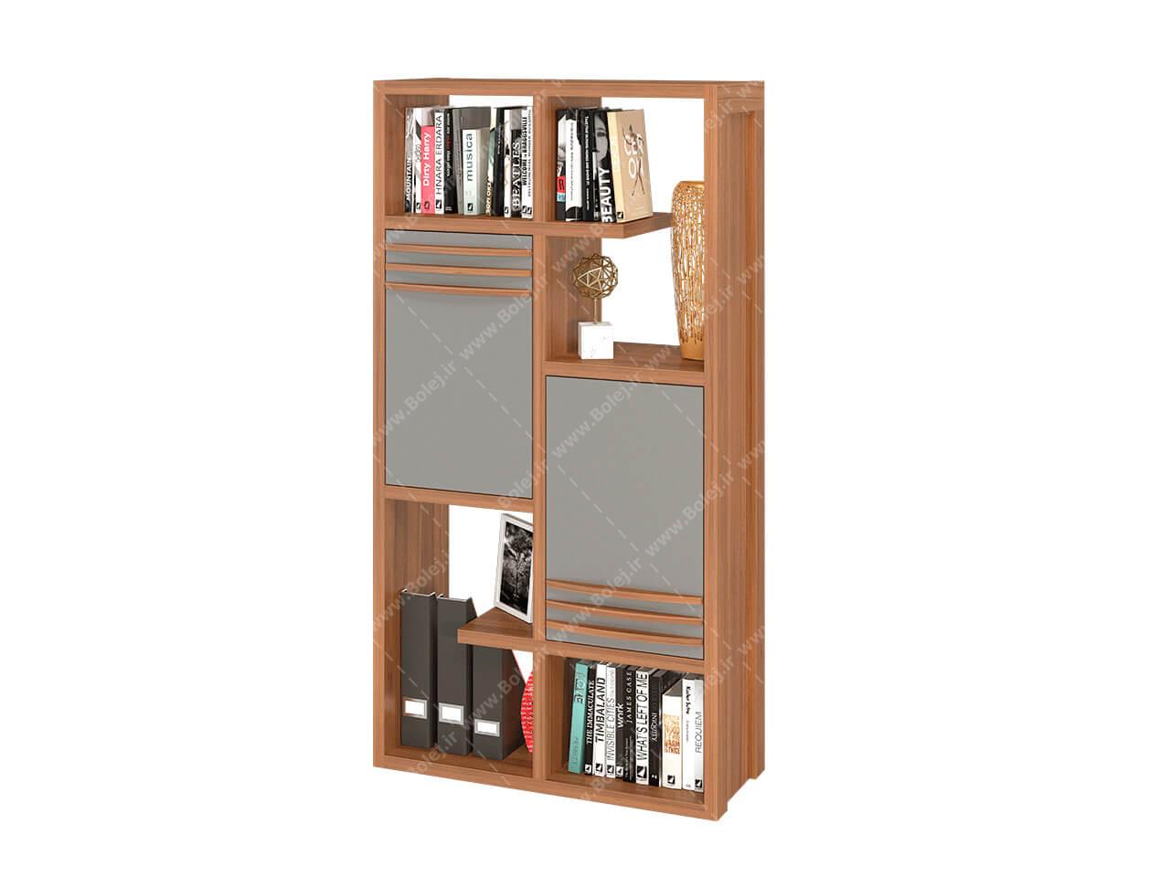 عکس کتابخانه خانگی مدرن طوسی قهوه ای B127