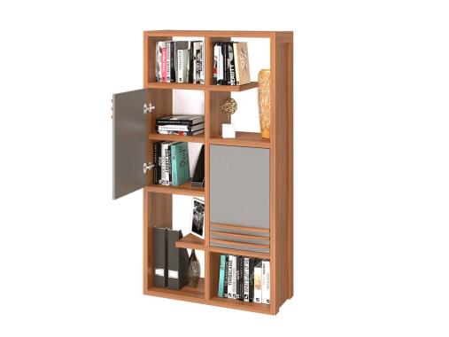 عکس کتابخانه خانگی مدرن طوسی قهوه ای B127