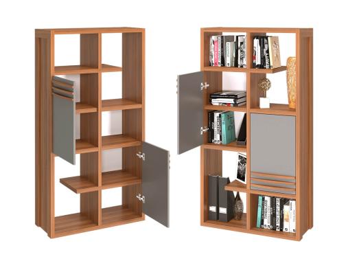 عکس کتابخانه خانگی مدرن طوسی قهوه ای B127