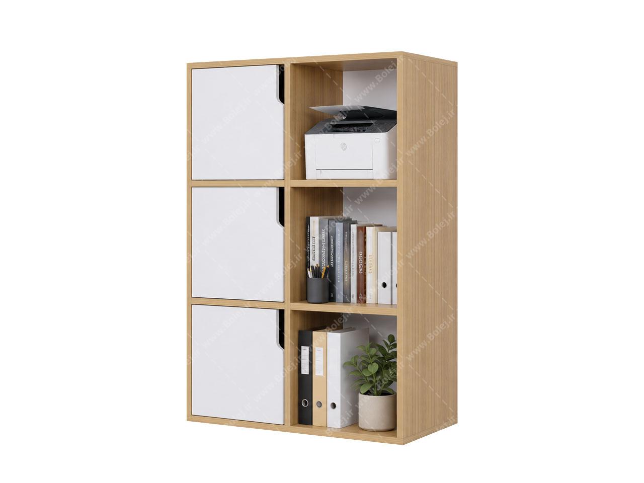 عکس قفسه کتابخانه اداری مدرن درب دار B147