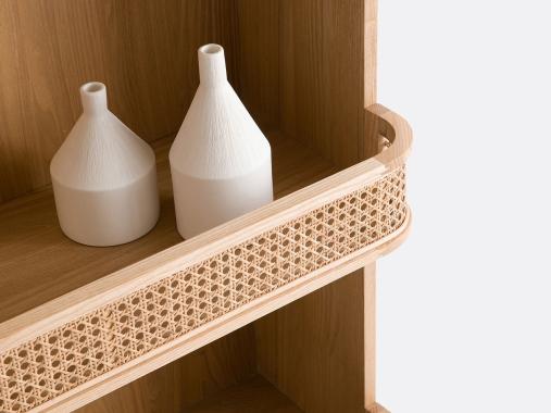 عکس کتابخانه چوبی مدرن حصیری BC22