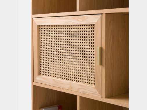 عکس قفسه کتابخانه حصیری چوبی شیک BC28