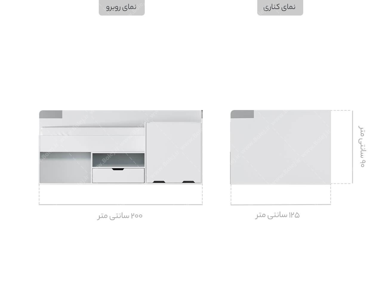 عکس تختخواب میز تحریر دار یکنفره BS914