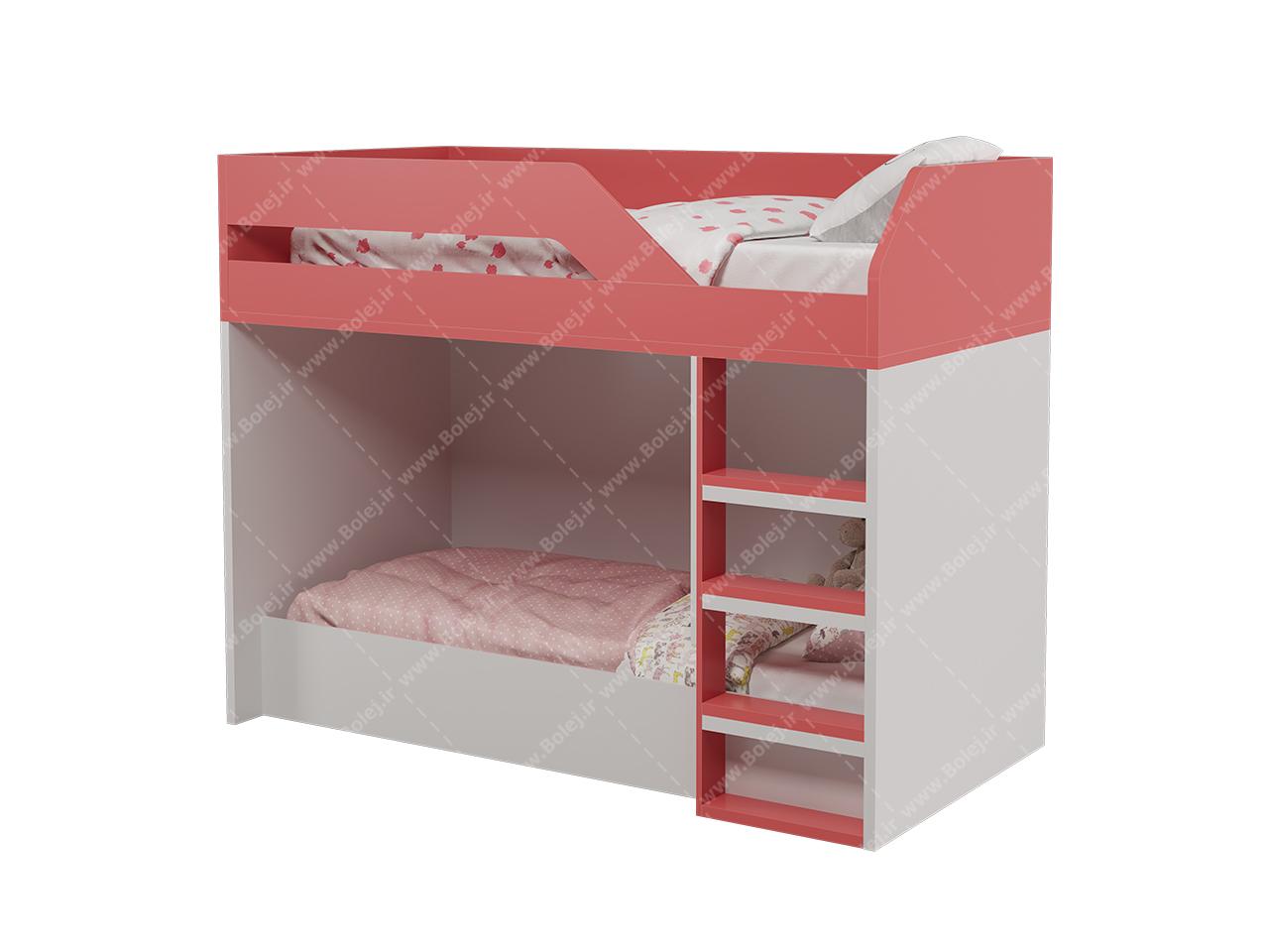 عکس تخت دو طبقه بچه گانه پسرانه قرمز سفید BT766