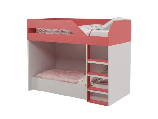 عکس تخت دو طبقه بچه گانه پسرانه قرمز سفید BT766