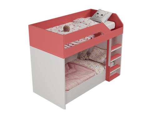 عکس تخت دو طبقه بچه گانه پسرانه قرمز سفید BT766