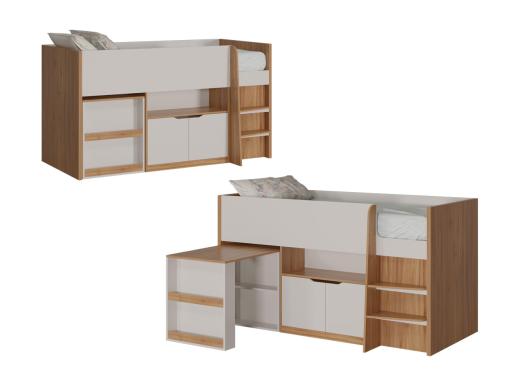 عکس تخت دوطبقه بزرگسال یکنفره با میز تحریر BT768